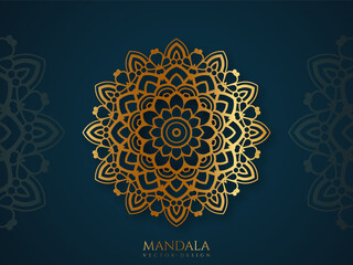 luxury ornamental mandala design background in gold color
