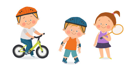 Cute children. Cartoon vector hand drawn eps 10 illustration isolated on white in a flat style.