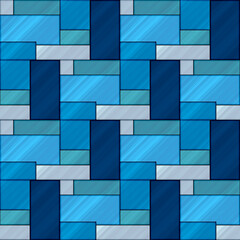 illustration pattern with blue rectangles in stained glass style