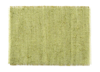 Fototapeta premium Piece of natural burlap fabric on white background, top view