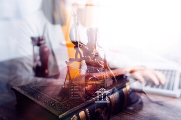 Labor law, Lawyer, Attorney at law, Legal advice business concept on screen.