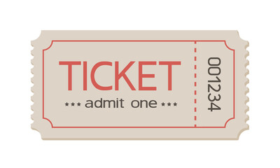 Ticket. Paper ticket with stars and the inscription 