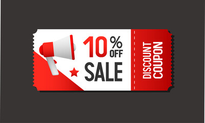 Discount coupon. Half Price Offer And Coupon  Template. Vector illustration isolated on gray background.