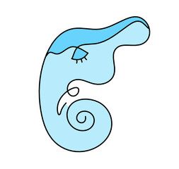 Silhouette of color Lord Ganesha as line drawing on the white background. Vector	
