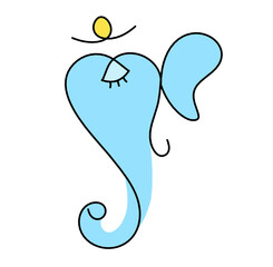 Silhouette of color Lord Ganesha as line drawing on the white background. Vector	
