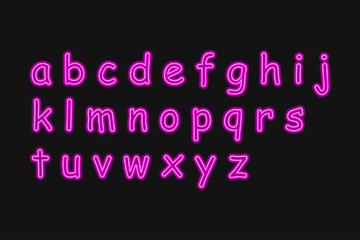 Neon set alphabet letters.