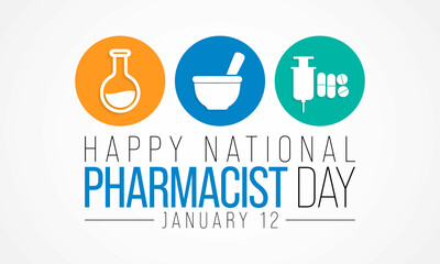 National Pharmacist day is observed every year on January 12, The day focuses on the importance of pharmacists, and it honors how much they impact our health and well-being. Vector illustration