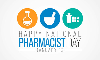 National Pharmacist day is observed every year on January 12, The day focuses on the importance of pharmacists, and it honors how much they impact our health and well-being. Vector illustration