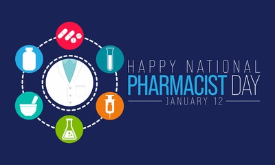 National Pharmacist day is observed every year on January 12, The day focuses on the importance of pharmacists, and it honors how much they impact our health and well-being. Vector illustration