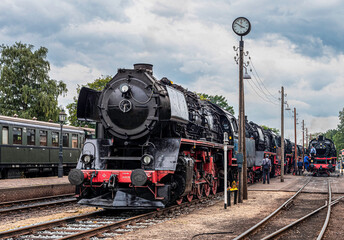 Fototapeta premium Steam locomotive of the Veluwsche Stoomtrein Maatschappij. The VSM runs steam locomotives between Dieren and Apeldoorn in the Dutch province of Gelderland