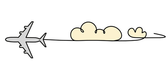 Abstract plane as line drawing on white as background. Vector