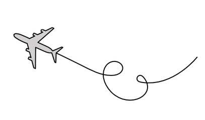 Abstract plane as line drawing on white as background. Vector