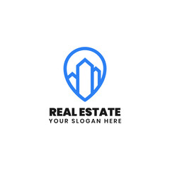 modern pin location symbol real estate logo design