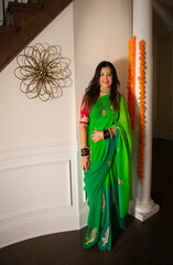 Woman in  sari looking at camera 