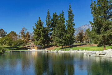 Pond at Red Hill city park in Rancho Cucamonga, California