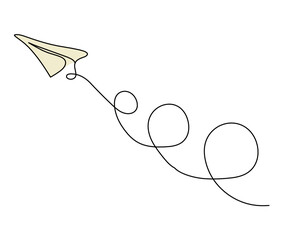 Abstract paper plane as line drawing on white as background. Vector	
