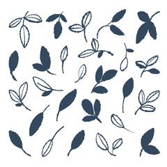 A set of simple doodle-style leaves.