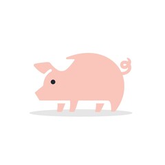 Simple pink pig clip art vector design. Pink piggy mascot swine logo icon design illustration