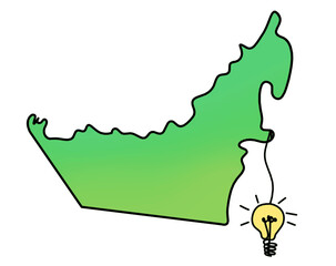 Color map of UAE as line drawing on white background. Vector