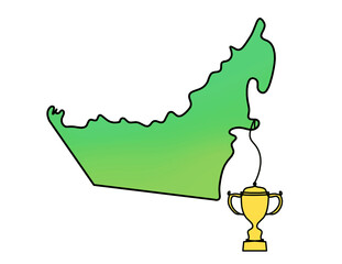 Color map of UAE as line drawing on white background. Vector