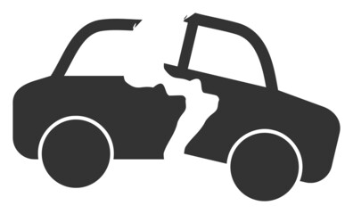 Broken car vector illustration on a white background. An isolated flat icon illustration of broken car.