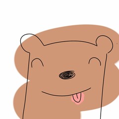 simple cartoon happy bear on white background