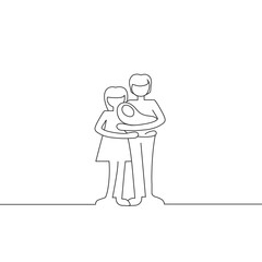 Family standing isolated on white background. For web site, poster and placard. Creative modern concept, vector illustration