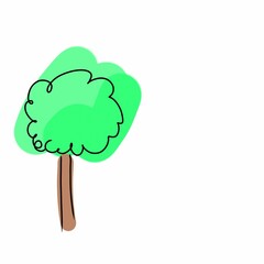 Isolated image of fir. Green tree in cartoon style on white background