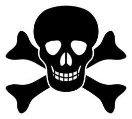 Skull and bones vector icon on a white background. An isolated flat icon illustration of skull and bones.