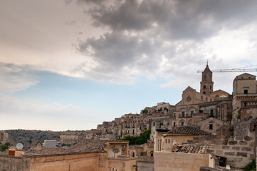 Fototapeta premium Italy, july 2017, view of the city of matera, known all over the world for the historic Sassi