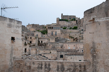 Fototapeta premium Italy, july 2017, view of the city of matera, known all over the world for the historic Sassi