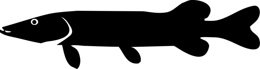 Pike fish silhouette vector illustration - obrazy, fototapety, plakaty