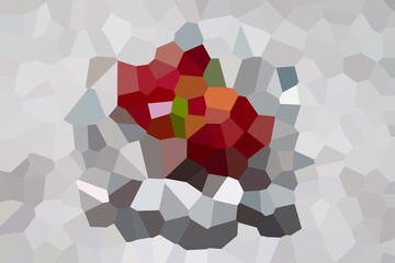 Textured mosaic with red pieces in the center and grey backdrop