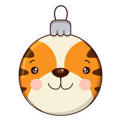 Cute christmas tree ball character. Vector illustration.
