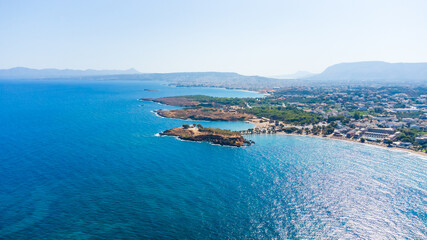 Amazing aerial view of island on Crete, Greece.