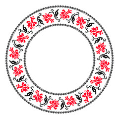 Traditional romanian frame floral embroidery motif