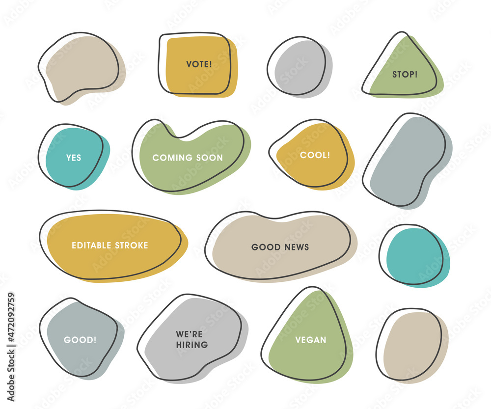Poster abstract handwriting speech bubble and round frame with copy space. outline editable stroke, space f