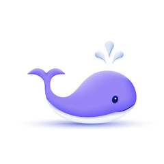 3d Whales day. Vector isolated on white background.