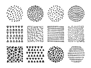 Set of vector hand drawn patterns and textures. Trendy graphic elements for your unique design