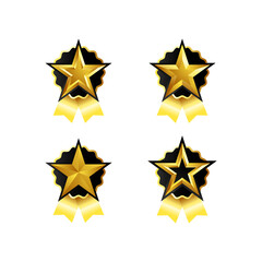 Set of gold star label design collection