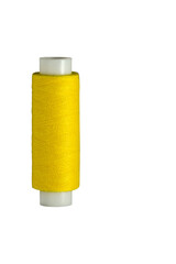 skein of thread on a plastic cylinder isolated on white background