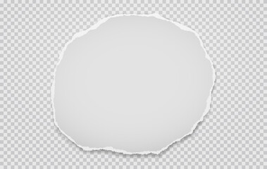 Round white paper with torn adges and soft shadow is on grey squared background for text. Vector illustration