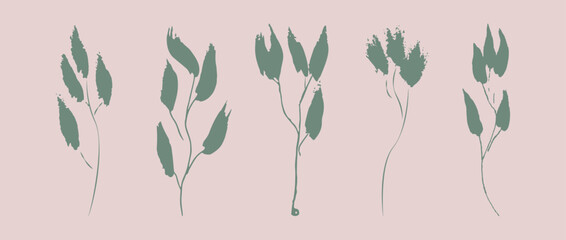 Leaves set. Floral painting for decoration of greeting cards and invitation cards