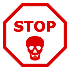 Stop death sign vector icon on a white background. An isolated flat icon illustration of stop death sign.