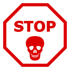 Stop death sign vector icon on a white background. An isolated flat icon illustration of stop death sign.