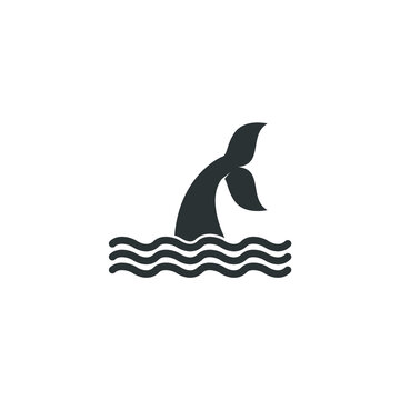 Vector sign of the whale tail symbol is isolated on a white background. whale tail icon color editable.