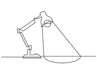 Continuous one line drawing of lamp on the table. Vector illustration