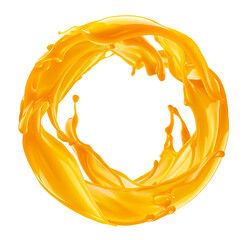 Orange juice spiral splash isolated on white background