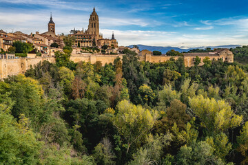 Fototapeta na wymiar View of the Castilian city of Segovia in Spain 