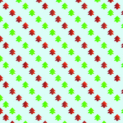 Red and green Christmas trees on a blue background. Puttern.